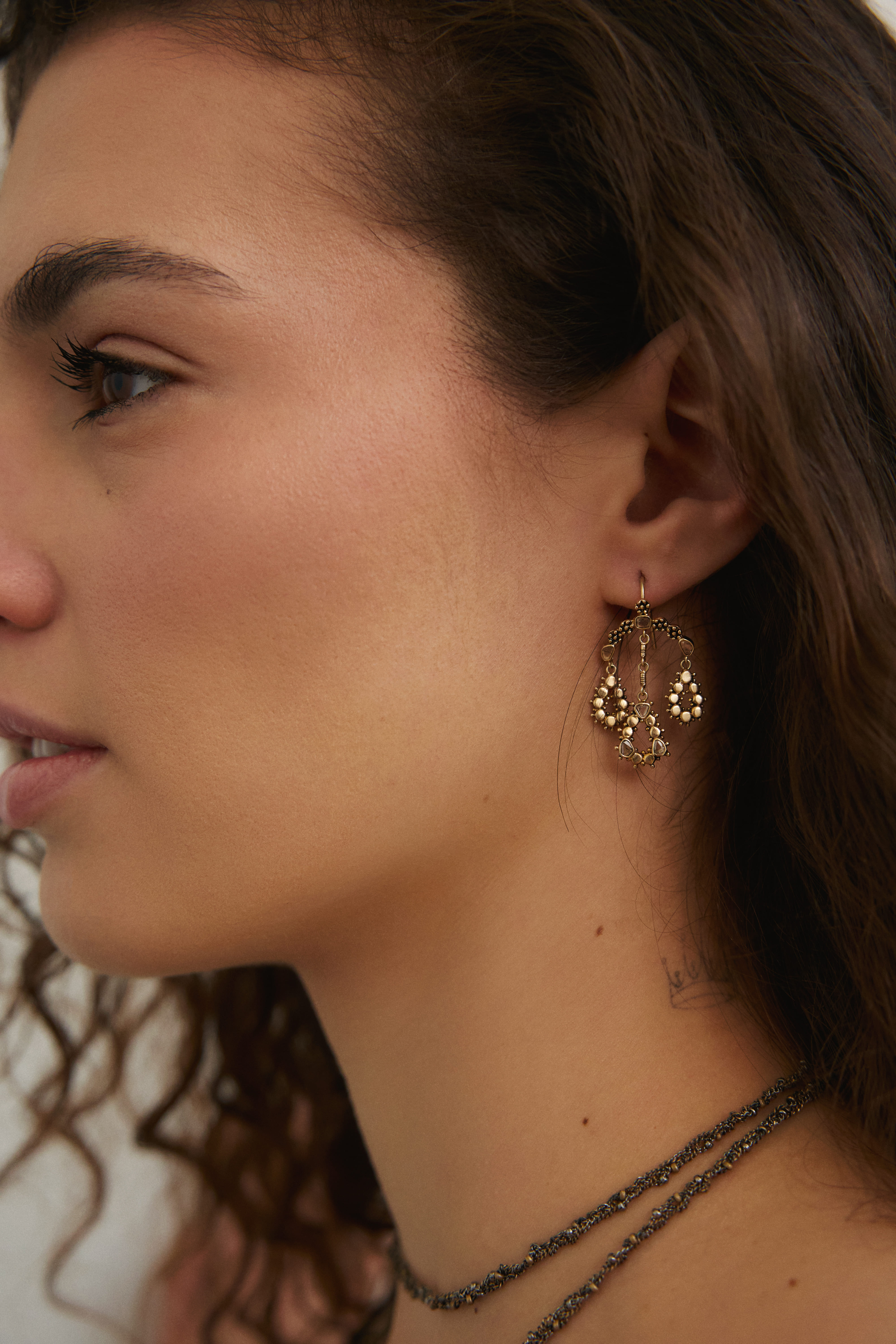 Серьги Кандилябры с алмазами польки