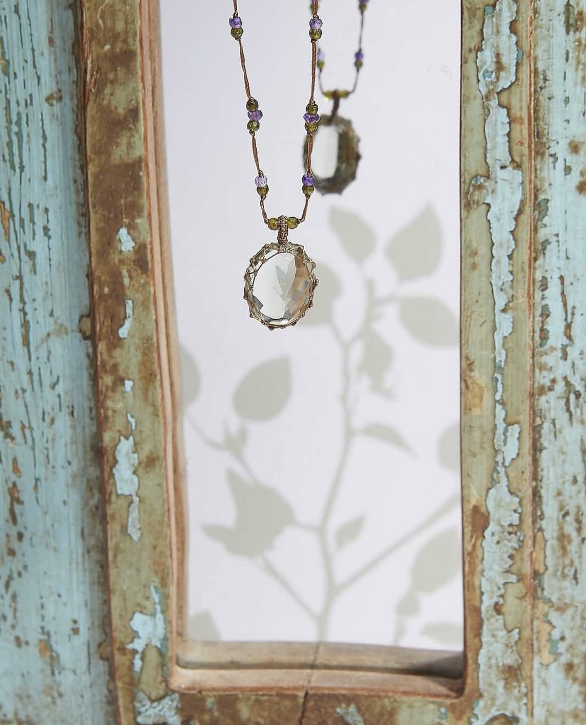 Тибетское колье Прозрачный кристалл кварц LONG