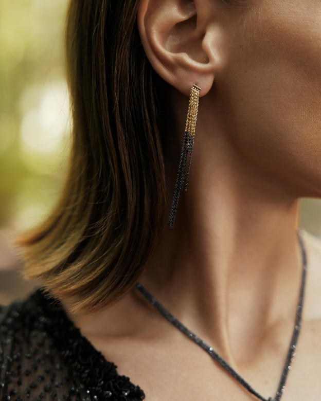 Серьги биколор GOLD RUTHENIUM